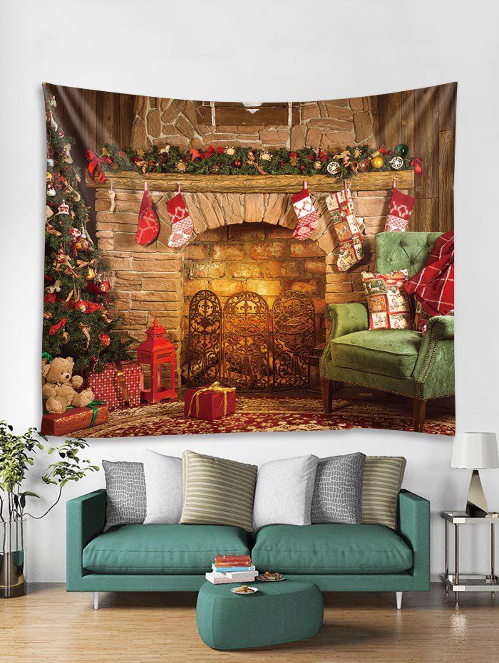 

Christmas Gift Stocking Printed Tapestry Art Decoration, Golden brown