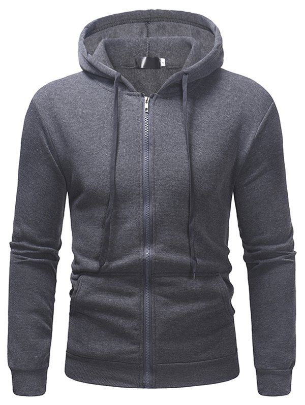 

Fleece Casual Sweater Solid Color Zipper Ou Code Sports Hoodie, Battleship gray