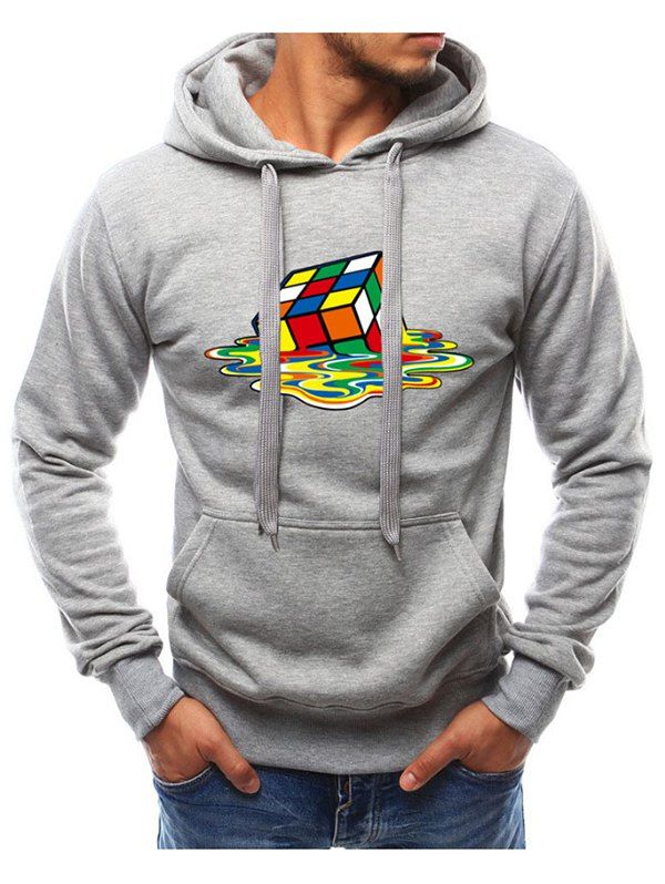 

Printed Sling Hooded Creative Hoodie, Light gray
