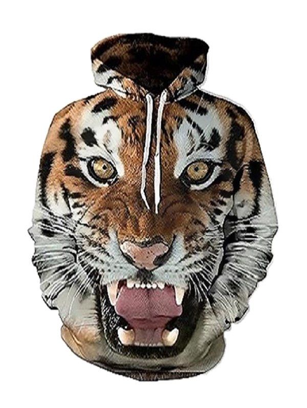 

Christmas Tide Brand Tiger 3D Digital Printing Hoodie, Ginger brown