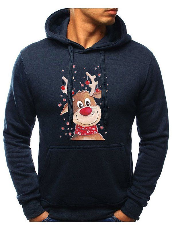 

Christmas Printed Sling Simple Hoodie, Midnight blue