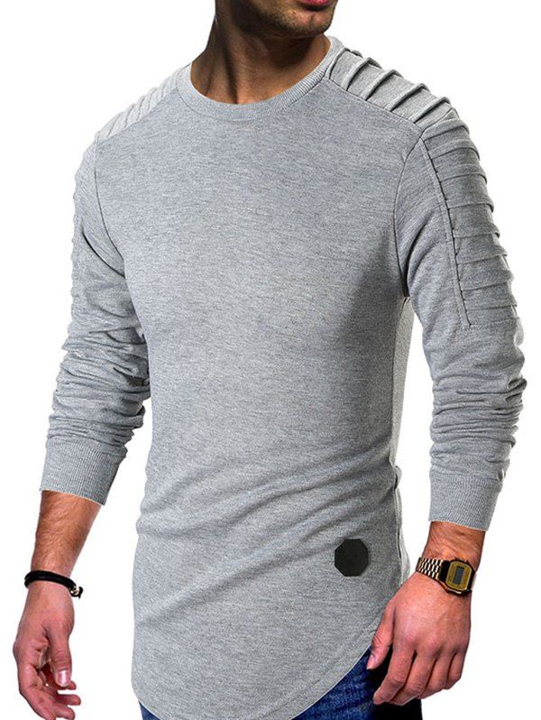 

Corrugated Sleeves Splicing Hoodie, Gray
