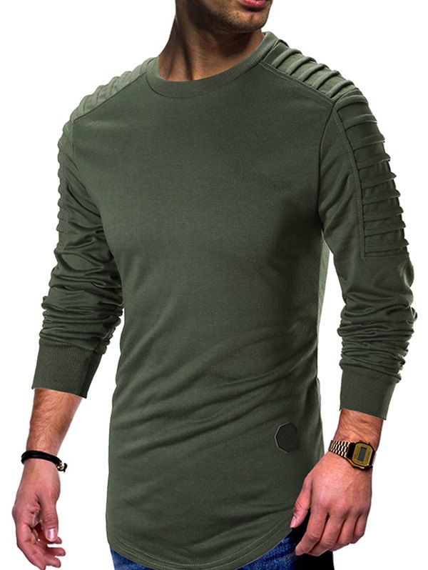 

Corrugated Sleeves Splicing Hoodie, Green