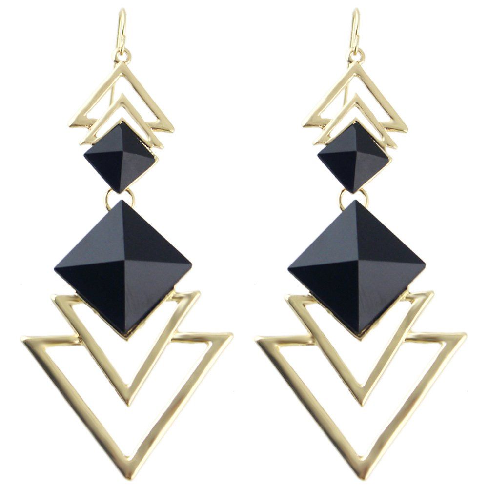 

Geometric Pendant Simple Fashion Earrings 2pcs, Black