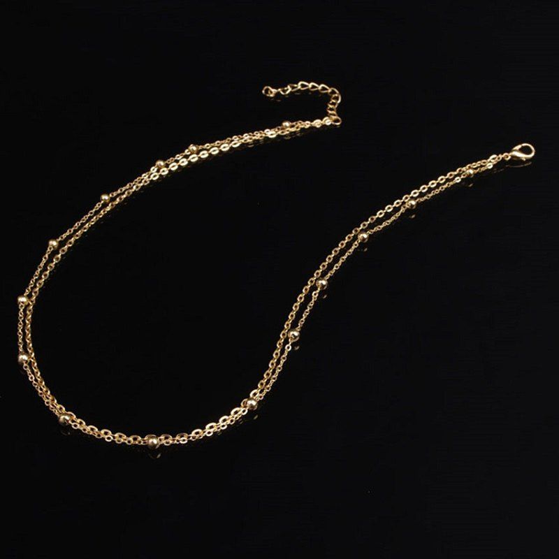 

Extreme Simple Copper Bead Chain Double Short Women Necklace, Gold