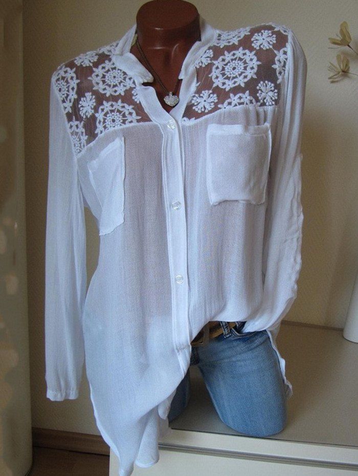 

SWWY 091 Women Lace Shirt, White