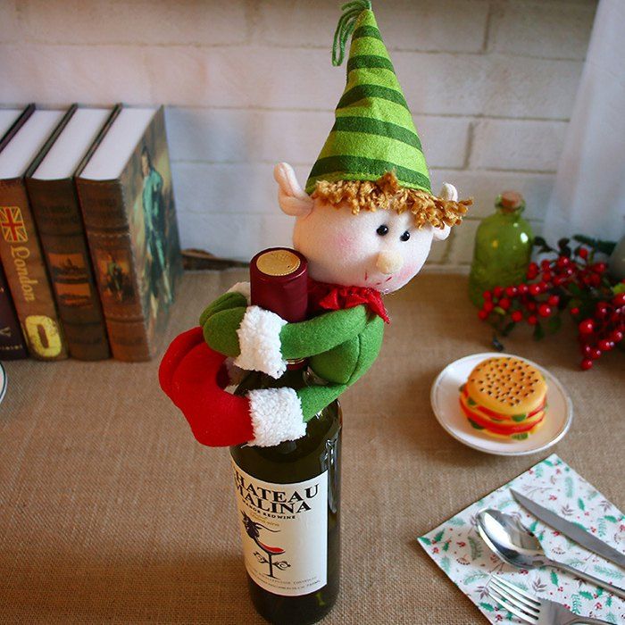 

Christmas Decorations Santa Snowman Champagne Bottle Cover Bar Restaurant Decoration, Green