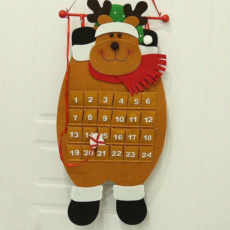 

Christmas Decoration Santa Snowman Cloth Calendar Ornament, Light brown
