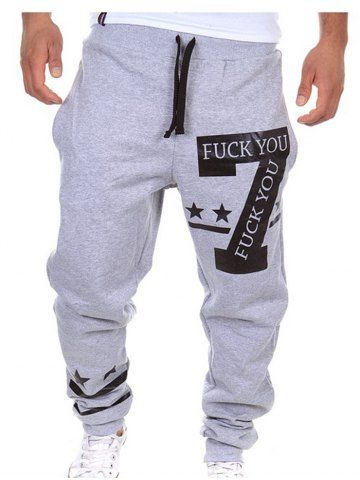 

Personalized Letter Print Design Casual Sports Pants, Black