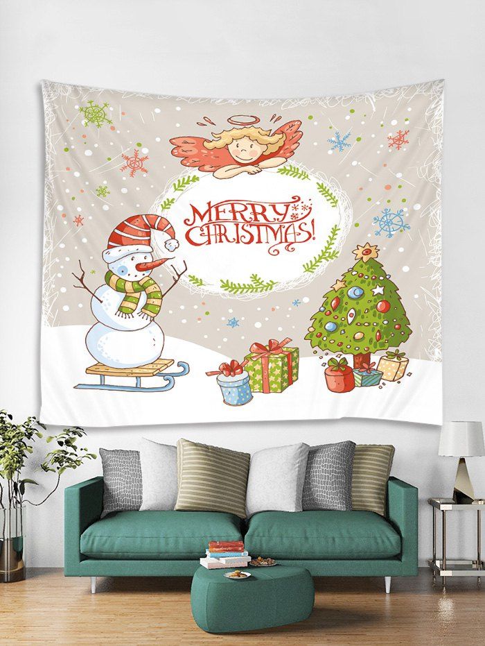 

Christmas Tree Snowman Angel Tapestry Art Decoration, White