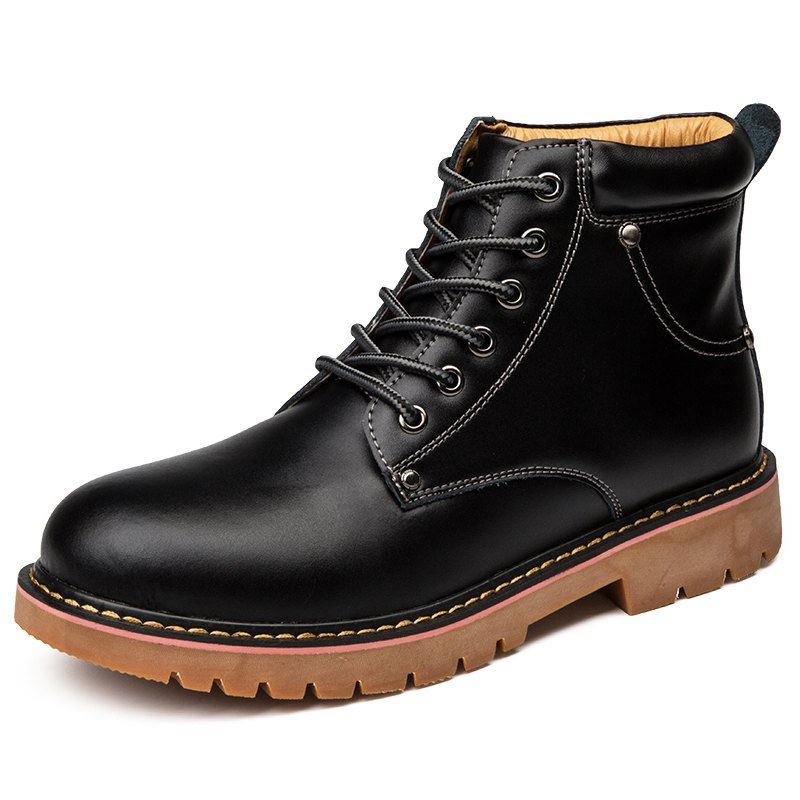 

Men Comfortable High-top Boots Leisure Lace-up, Black