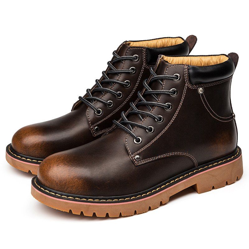 

Men Comfortable High-top Boots Leisure Lace-up, Brown