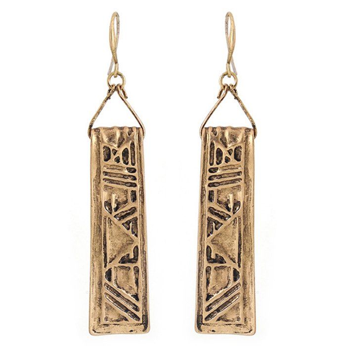 

Creative DIY Retro Texture Earrings Female Geometric Long Alloy Earrings, Gold