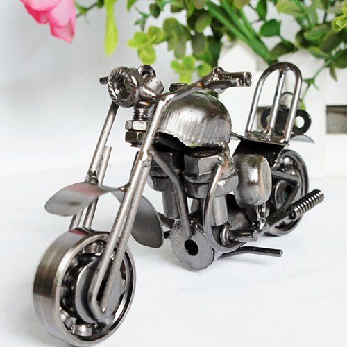 

Harley Motorcycle Model Silver-gray Wheel Can Turn, Multi