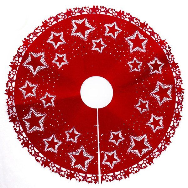 

Christmas Tree Bottom Decoration Star Felt Print Tree Skirt, Red
