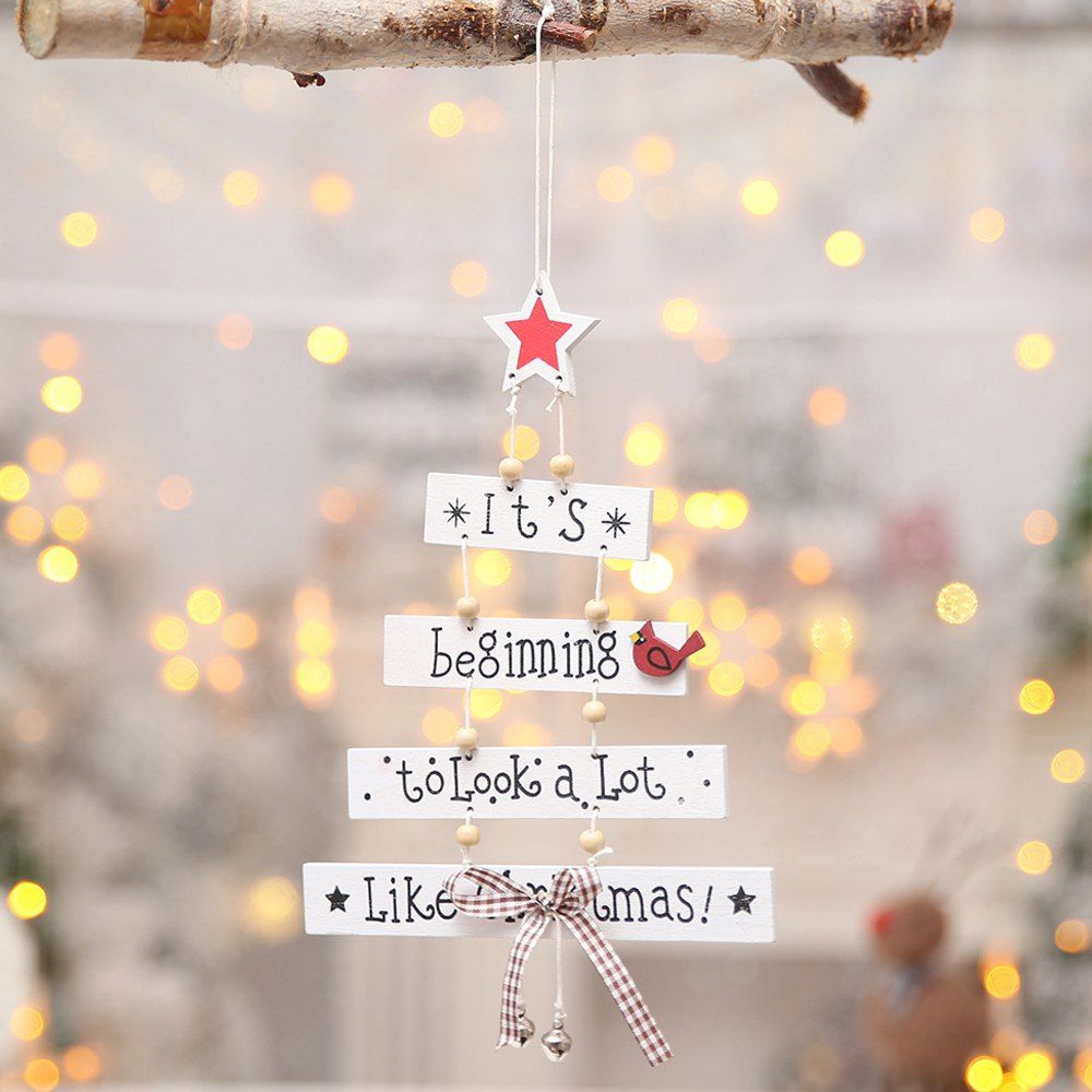 

Color Letter Christmas Wooden Decorative Pendant Creative Decorations for Shopping Mall Window / Home, White