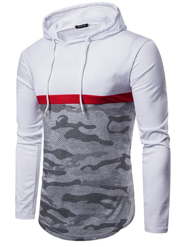 

Long-sleeved Color Matching Fashion Slim Hoodie, White