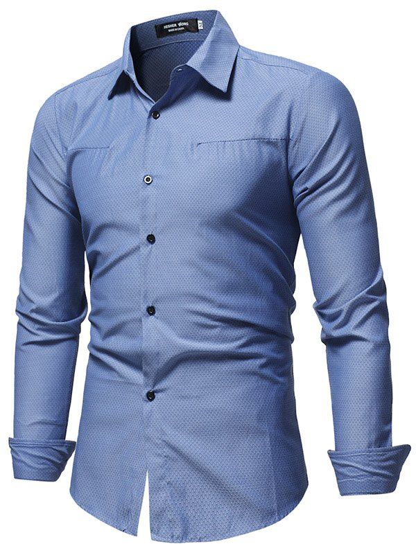 

Men Comfortable Shirt Long Sleeve Leisure Slim, Azure