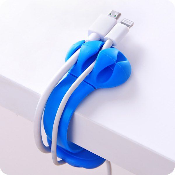 

Multi-function Data Cable Organizer Desktop Data Cable Fixer Hub Data Cable Clip, Blueberry blue