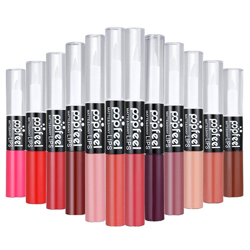 

POPFEEL 12 Matte Color Lip Gloss + Moisturizing Liquid Lasting Moisturizing Not Easy To Discolor Lip Gloss, Multi-i