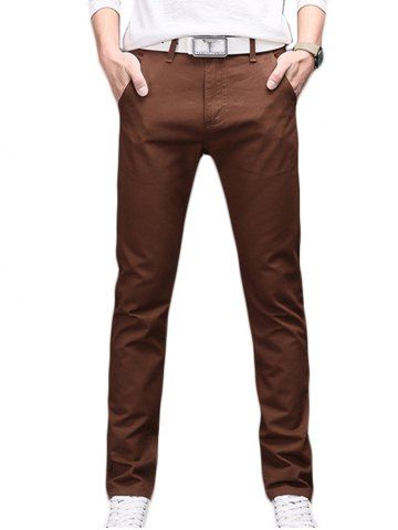 Pantalones Casuales Conicos De Color Solido Para Hombres