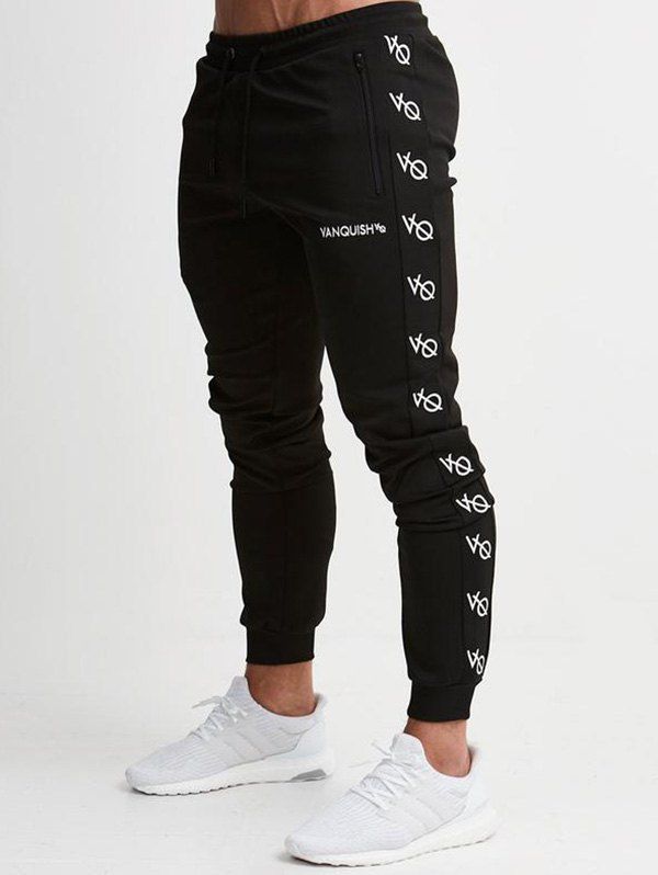 

Men Running Trousers Slim Super Stretch Cotton Trousers, Black