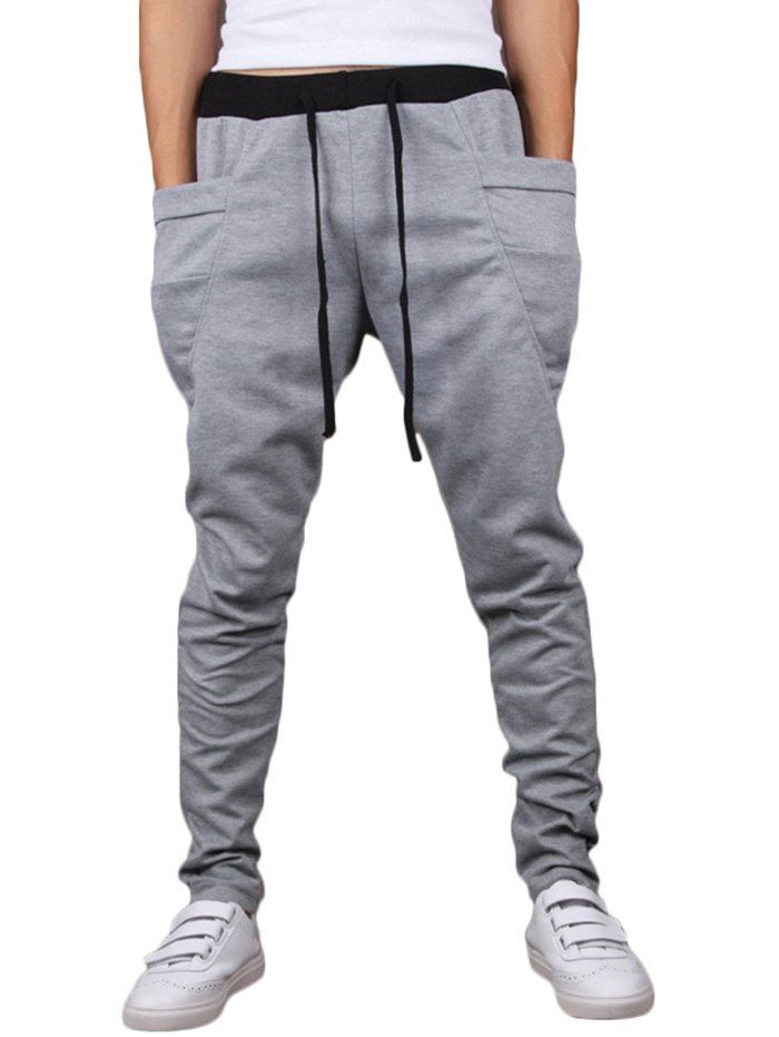 

Men Harlan Casual Pants Elastic Waist Feet Sports Trousers, Light gray