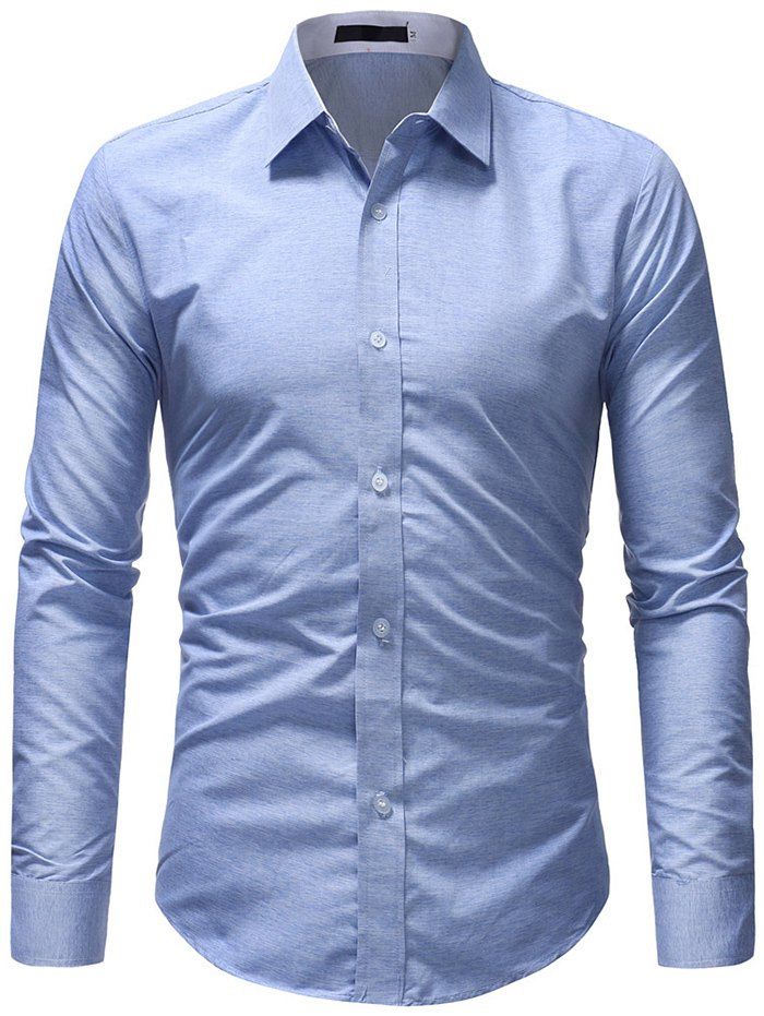 

Men Comfortable Shirt Long Sleeve Leisure Slim Solid Color, Light blue