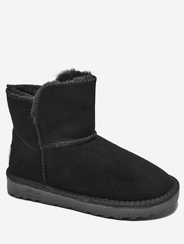 

Fold Over Suede Snow Boots, Black