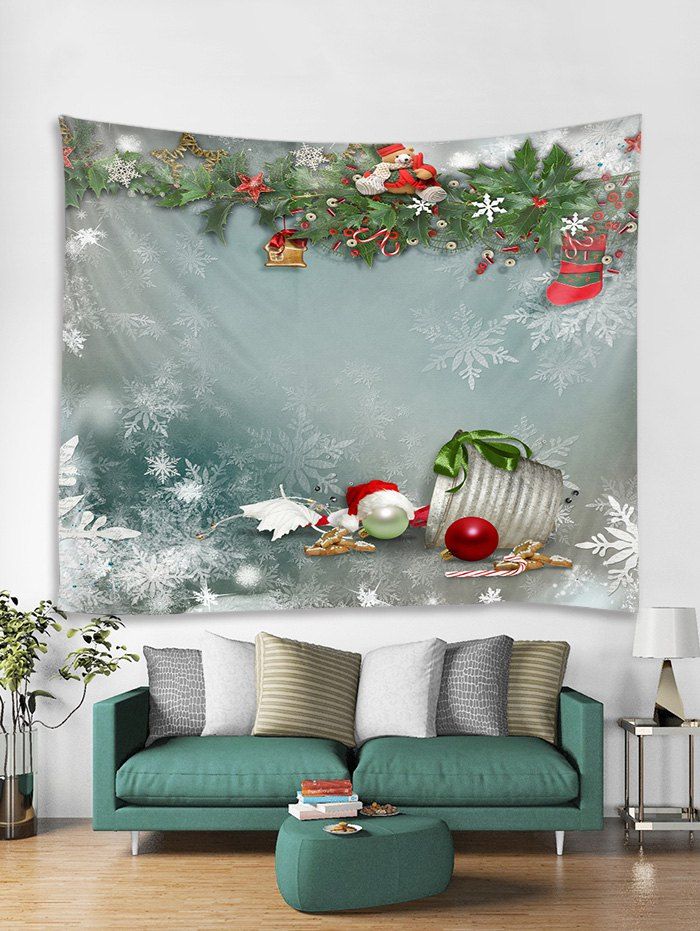 

Christmas Theme Print Tapestry Wall Hanging Decor, Multi