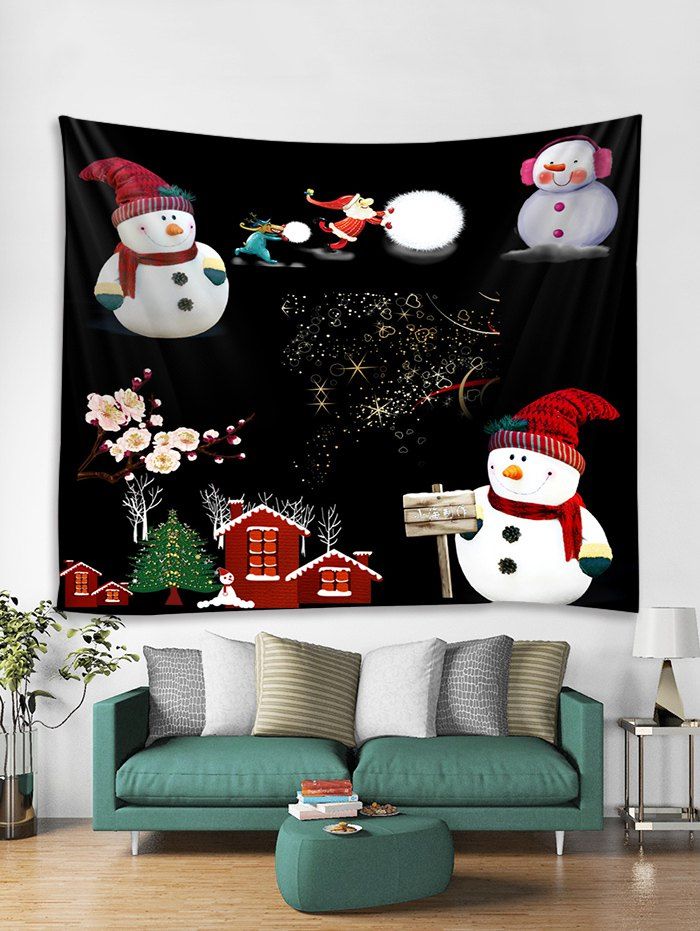 

Christmas Snowman House Print Tapestry Wall Hanging Decoration, Multi