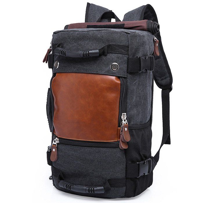 

KAKA Large Capacity Wear-resistant Chic Canvas Backpack, Midnight black