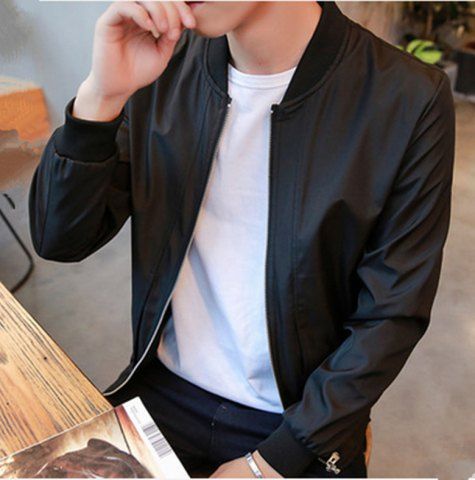 

Men Stand Collar Slim Fit Cardigan Coat Jacket Fashion, Black