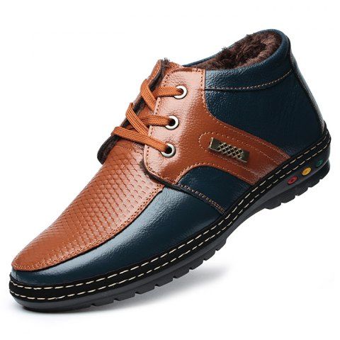 

Men Casual Warm Lace-up Comfortable Boots, Peacock blue