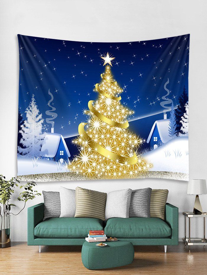 

Christmas Village Tree Print Tapestry Wall Hanging Decoration, Multi