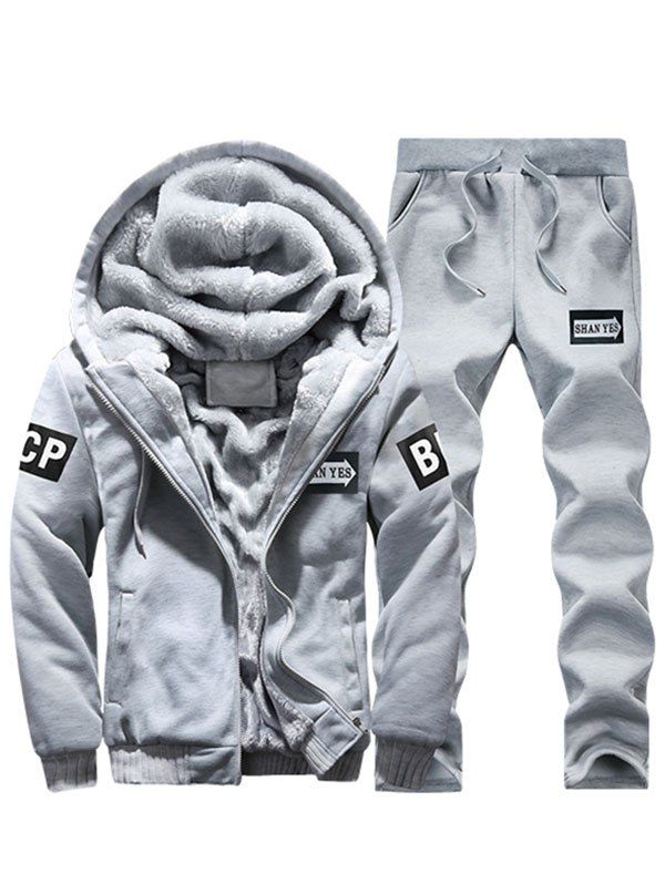 

6087 - A446 - 447 Stylish Men's Warm Sports Hoodie Set, Light gray