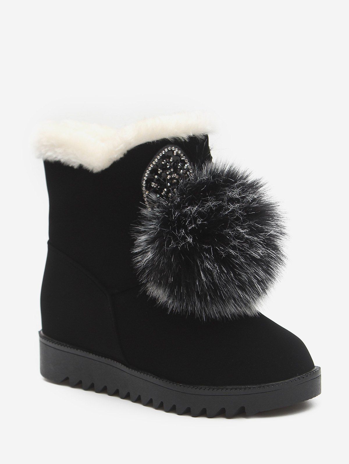 

Rabbit Fuzzy Ball Plush Snow Boots, Black