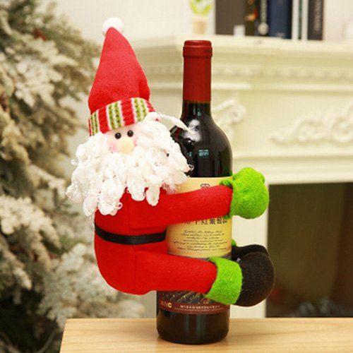 

Christmas Home Decorations Bottle Cover Large Bottle Holding Wine Bottle Ornament, Red