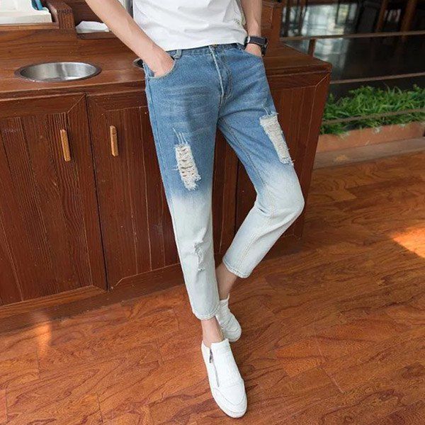 

Slim-fit Hole Nine Wild Summer Men Jeans, Denim blue