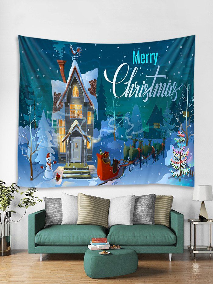 

Christmas Night Castle Print Tapestry Wall Hanging Decor, Multi