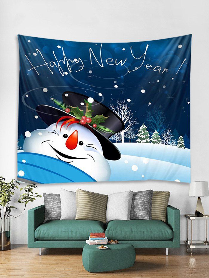 

Christmas Night Snowman Print Tapestry Wall Hanging Decor, Multi