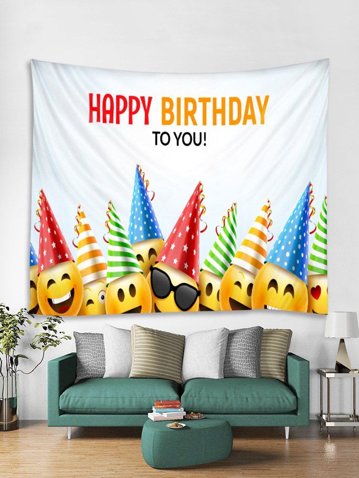 

Happy Birthday Christmas Expression Tapestry Art Decoration, White
