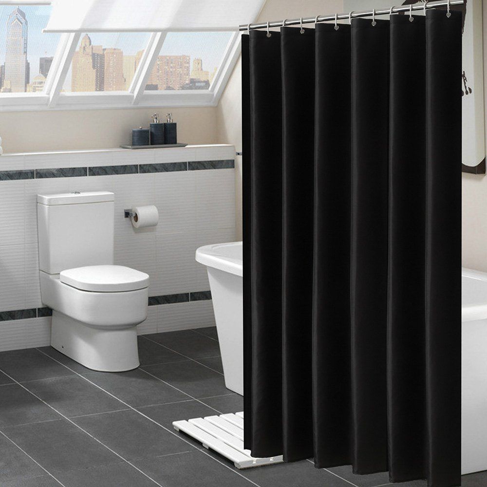 

Plain 90G Polyester Cloth Waterproof Shower Curtain Bathroom Partition Curtain Bathroom Bedroom Living Room Curtain Universal, Black