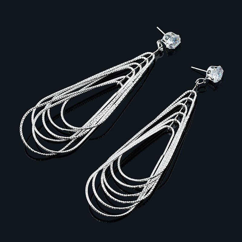 

Retro Exaggerated Long Paragraph Female Earrings Simple Atmospheric Earrings, Silver