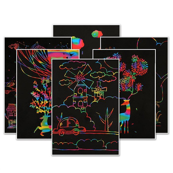 

DIY Colorful Graffiti Painting Creative Color Scraping Paper, Black