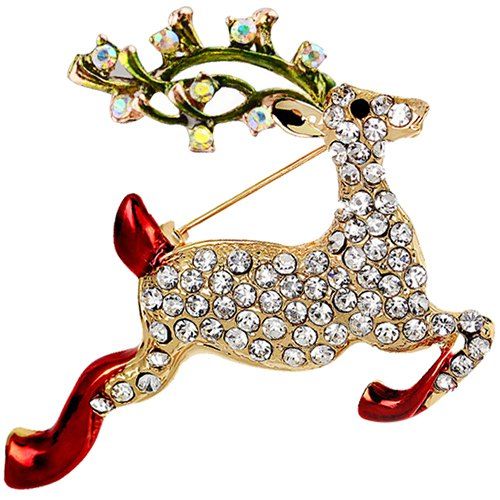 

Running Elk Point Drill Drip Oil Brooch Christmas, Multi