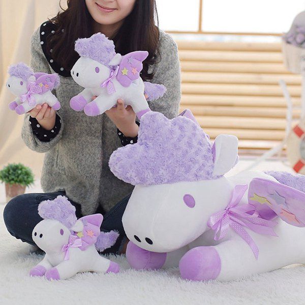 

Unicorn Doll Japan Second Element Cute Simulation Horse Christmas Gift Horse One-horned Doll, Purple flower
