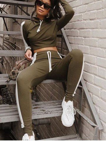 Leisure Sports Suit Hooded Long-sleeved Sweater Straps Feet Pants