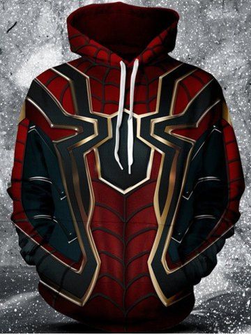 

Youth Loose Digital Print Pullover Hoodie, Red