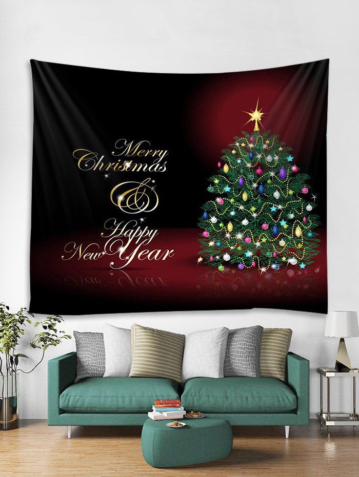 

Christmas Tree Greetings Print Tapestry Wall Hanging Decoration, Multi